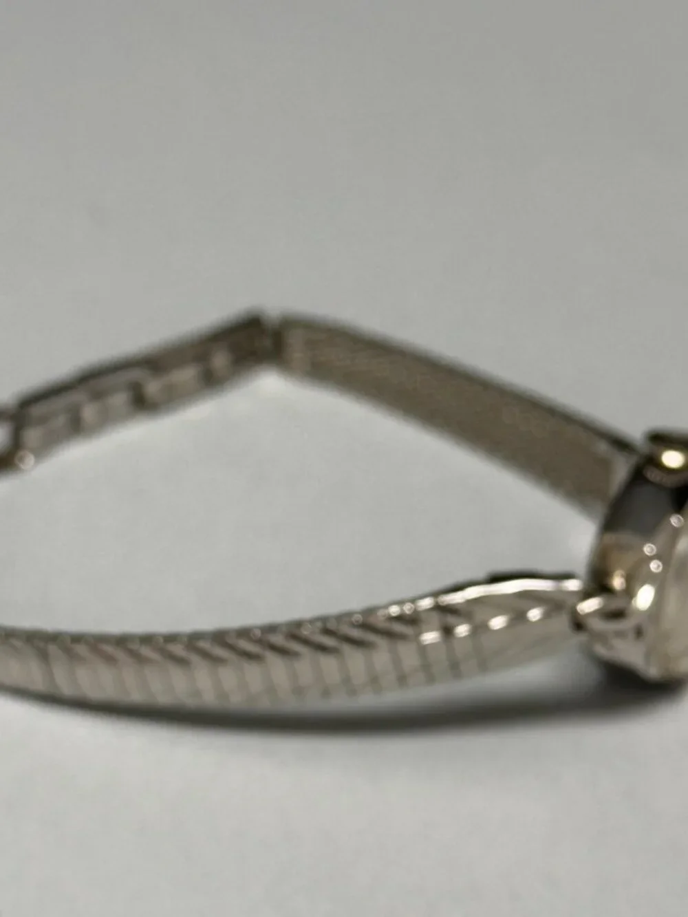 Caravelle Watch Silver Tone Small Dial 16MM Dainty Safety Chain Manual Wind